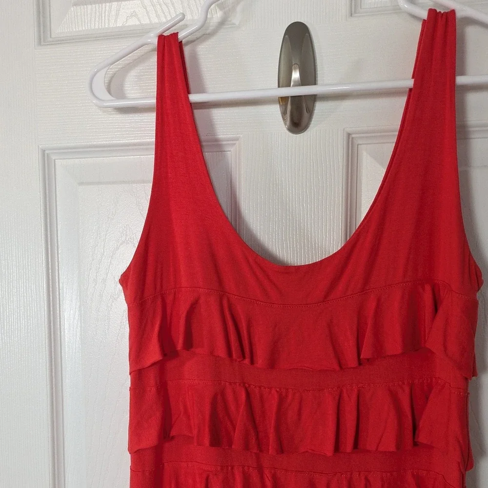 Isle by Melis Kozan Red Tiered Ruffle Mini Dress Sleeveless Scoop Neck Small - Picture 4 of 6